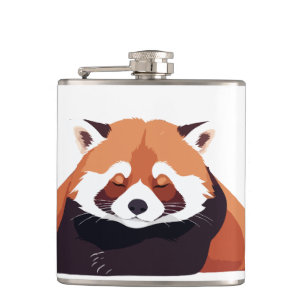 Petaca Panda Rojo Adorable Cute Animal Dormido Relajante