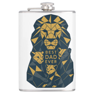 Petaca Papa León geométrico con mejor papá de cachorros
