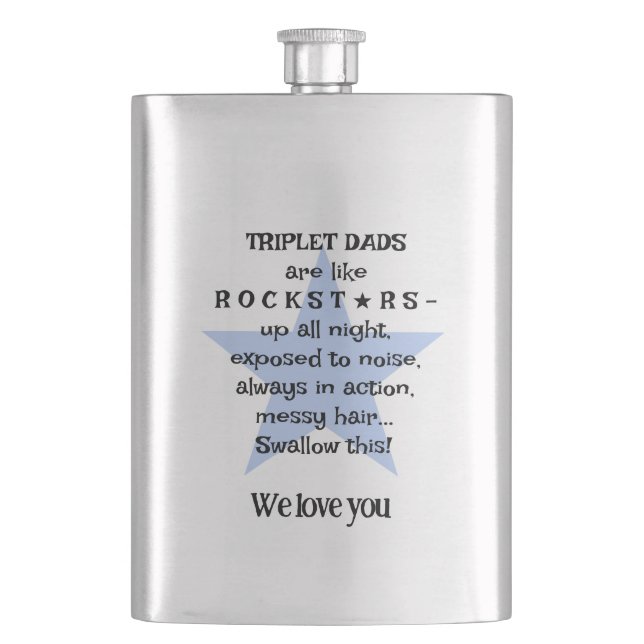 Petaca Papá Rockstar, Regalo Para Papi Triplet, Personali (Anverso)