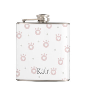 Petaca Papas de gato rosadas con corazón Personalizado