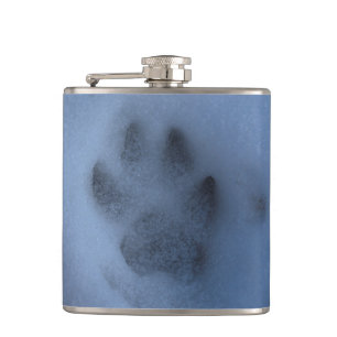 Petaca Papel de lobo gris salvaje impreso en nieve de inv