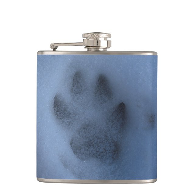 Petaca Papel de lobo gris salvaje impreso en nieve de inv (Anverso)