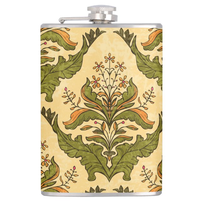 Petaca Papel de pared de flores clásico: damasco estiliza (Anverso)