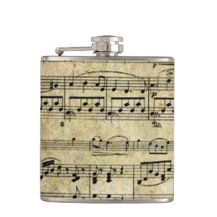 Petaca Papel pintado de la hoja de música del Victorian