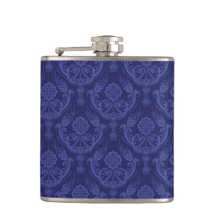 Petaca Papel pintado floral azul de lujo del damasco