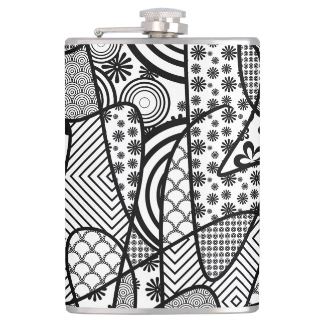 Petaca Parche de Patrón de Negro y Blanco 02 (Anverso)