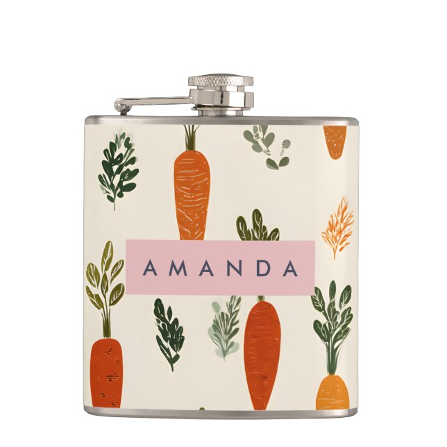 Petaca Parche de Zanahorias Caprichosas Personalizadas Rú (Anverso)