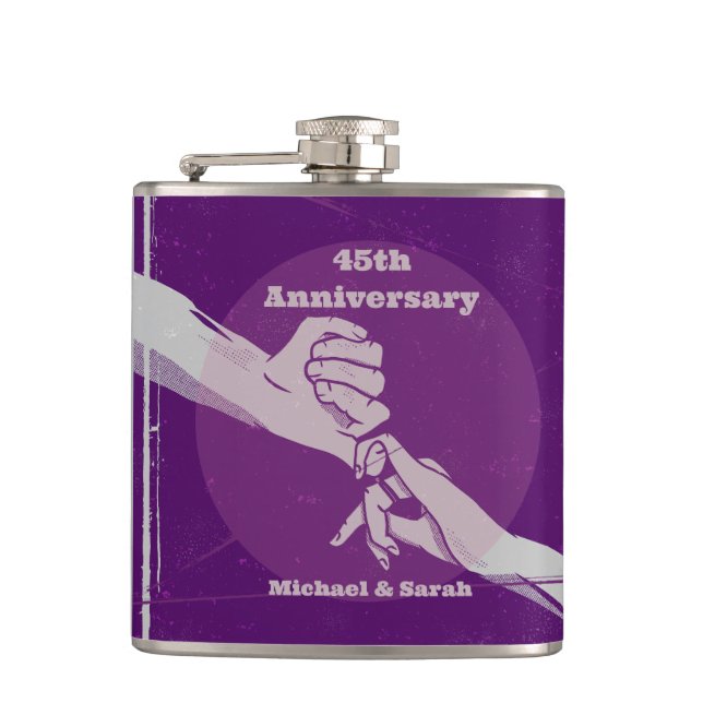 Petaca Pareja romántica de aniversario personalizada con  (Anverso)