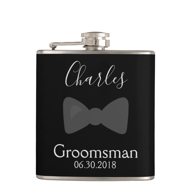 Petaca Partido de la Bachelor Groomsman Personaliza Bow T (Anverso)