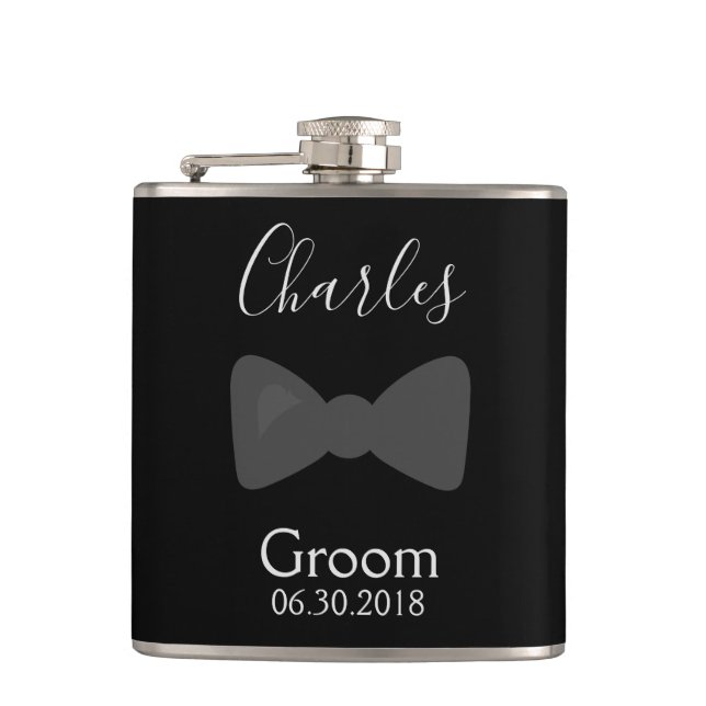 Petaca Partido del bachiller Groom Bow Tie (Anverso)