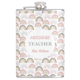 Petaca Pastel Arcoiris con patrón cardíaco Impresionante