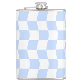 Petaca Pastel Blue White Retro Checkerboard Pattern