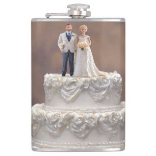 Petaca Pastel Boda Blanco De Cinco Niveles Con Pareja Bri