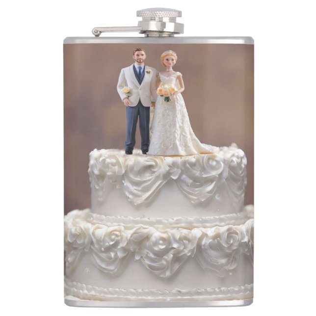 Petaca Pastel Boda Blanco De Cinco Niveles Con Pareja Bri (Anverso)