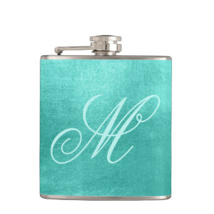 Petaca Pastel Fancy Monograma Relieve metalizado Turquesa