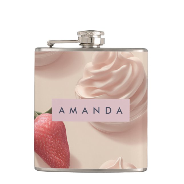 Petaca Pastel personalizado de crema de fresa dulce (Anverso)