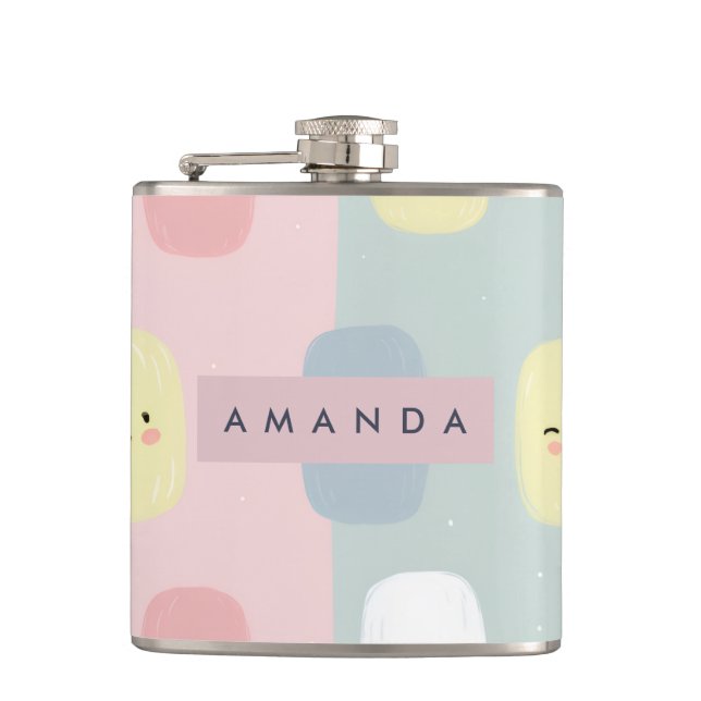 Petaca Pastel sonriente personalizado dulces Kawaii (Anverso)