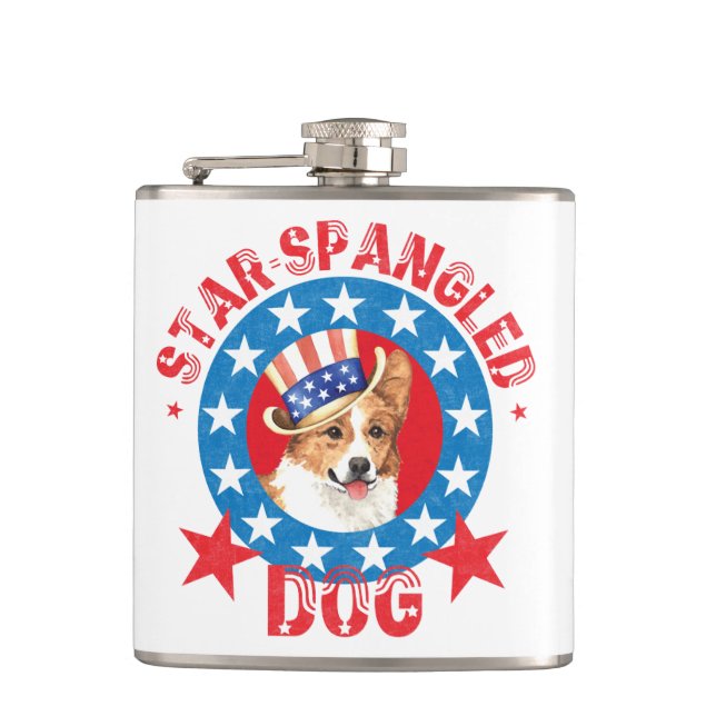 Petaca Patriotic Pembroke Welsh Corgi (Anverso)