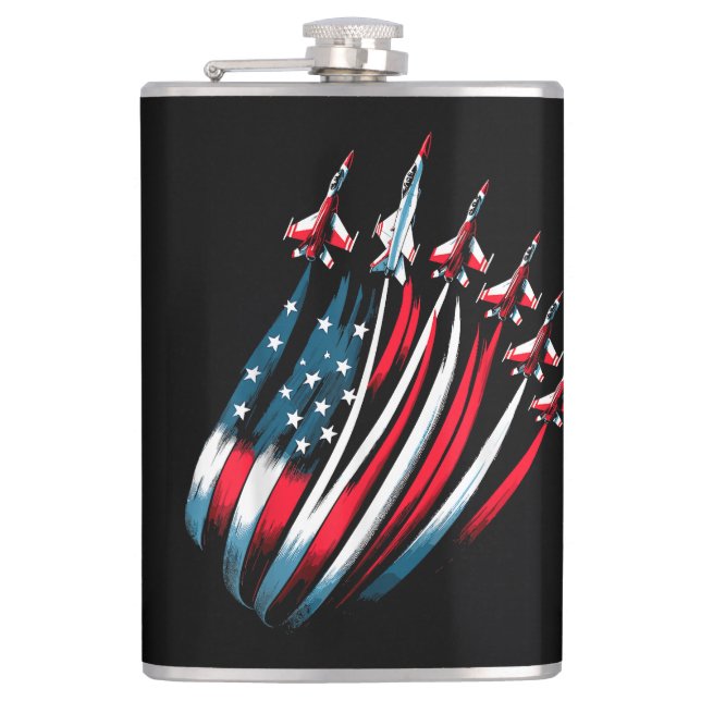 Petaca Patriotic USA Flag Fighter Jets Boys 4 de julio (Anverso)