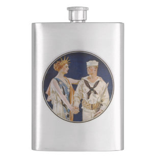 Petaca Patriotismo Antiguo, Dama Libertad con Marinero de