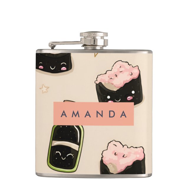 Petaca Patrón Adorable Personalizado de Sushi y Salsa de  (Anverso)