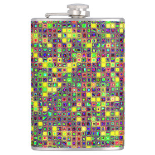 Petaca Patrón amarillo de mosaicos coloridos