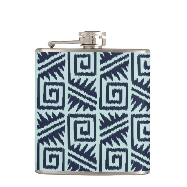 Petaca Patrón Azteca Ikat - Índigo y Azul Claro (Anverso)