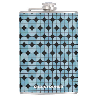 Petaca Patrón Azul de Cuartos Retro con Nombre