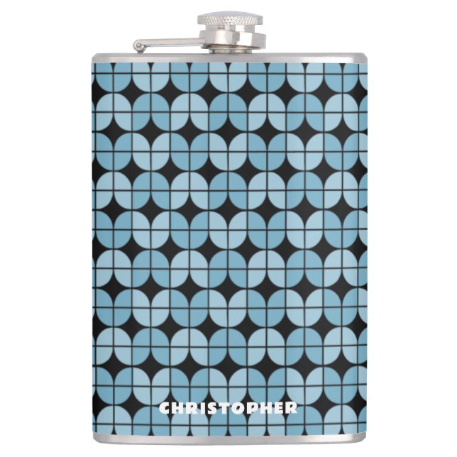 Petaca Patrón Azul de Cuartos Retro con Nombre (Anverso)