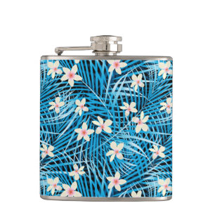 Petaca Patrón azul de hojas de palma