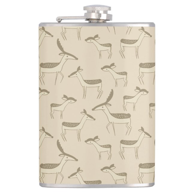 Petaca Patrón Beige de Ilustracion de ciervo moderno (Anverso)