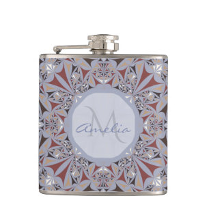 Petaca Patrón burdeos y gris elegante personalizado
