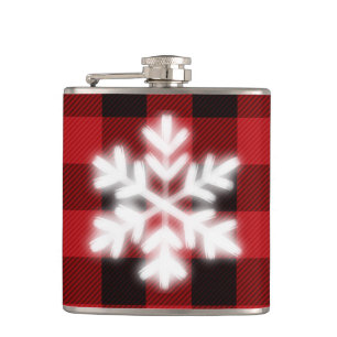 Petaca Patrón clásico de plaid negro lindo copo de nieve