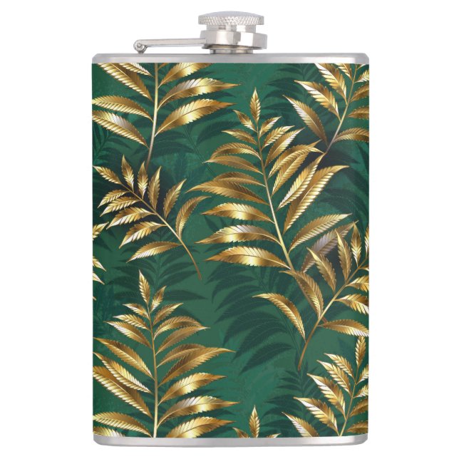 Petaca Patrón continuo con helechos dorados (Anverso)