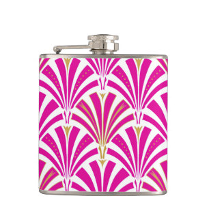 Petaca patrón de abanico Art Deco - rosa fucsia