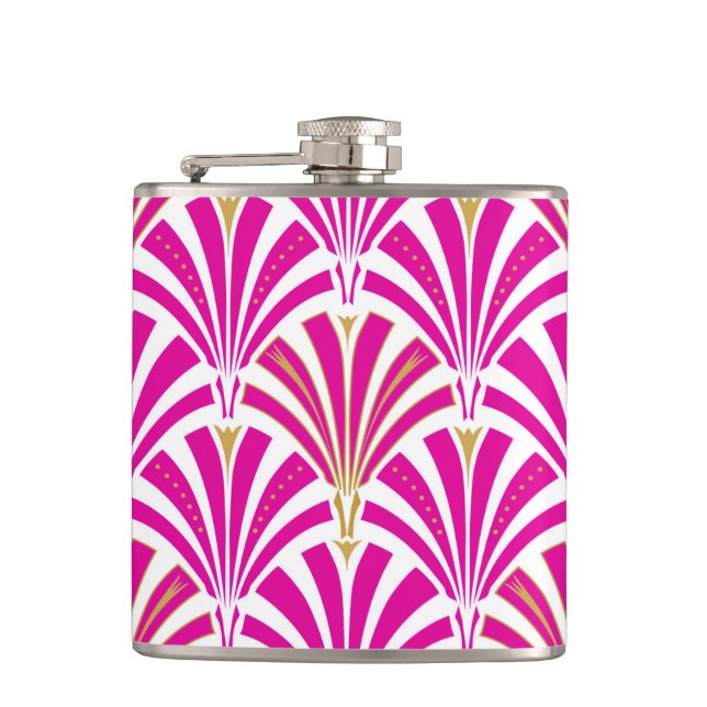 Petaca patrón de abanico Art Deco - rosa fucsia (Anverso)