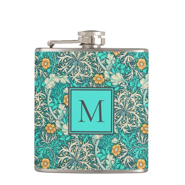 Petaca Patrón de algas marinas de William Morris con tu m (Anverso)