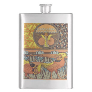 Petaca Patrón de ave de la naturaleza Art Nouveau francés