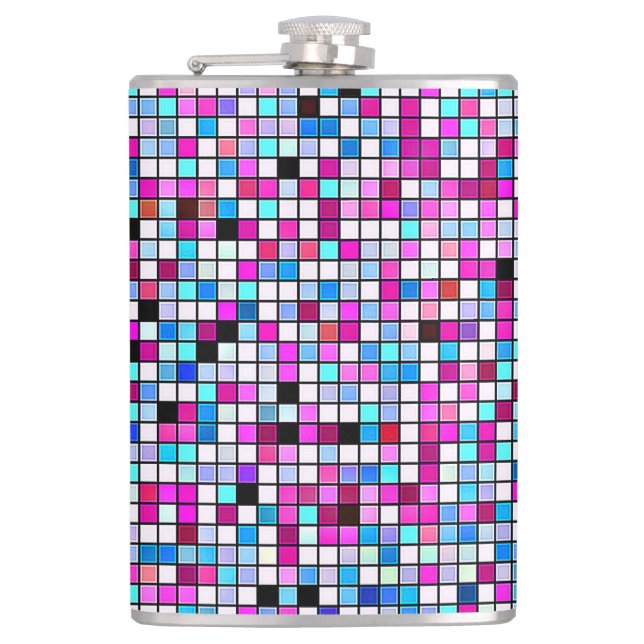 Petaca Patrón De Baldosas Cuadradas Negro, Blanco Y Paste (Anverso)