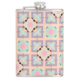 Petaca Patrón de baldosas geométricas pastel | Rosa menta