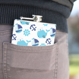 Petaca Patrón de ballenas, ballenas ricas, ballenas azule