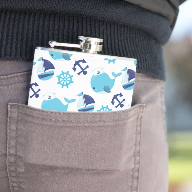 Petaca Patrón de ballenas, ballenas ricas, ballenas azule (In Situ)