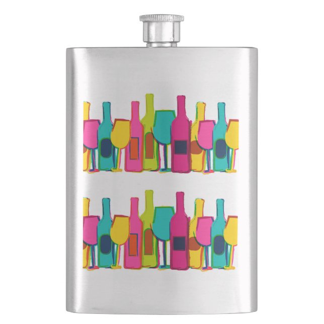 Petaca Patrón de botellas de vino colorido y lindo (Anverso)