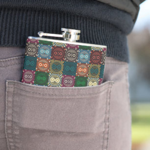 Petaca Patrón de búho multicolor