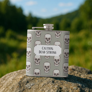 Petaca Patrón de calavera espeluznante Muerta Fuerte Agre