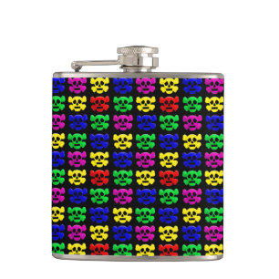 Petaca Patrón de calaveras coloridas