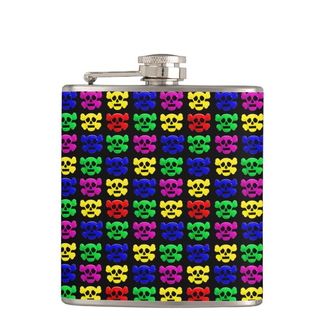 Petaca Patrón de calaveras coloridas (Anverso)