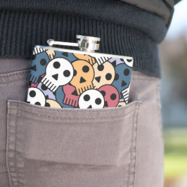 Petaca Patrón de calaveras multicolor