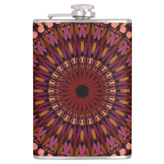 Petaca Patrón de caleidoscopio de mandala marrón-48566 (Anverso)