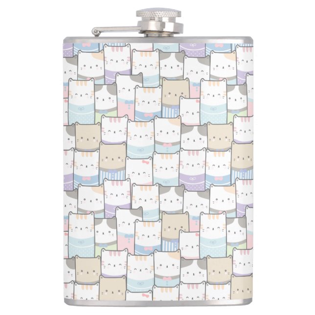 Petaca Patrón de caras de gatito de Doodle (Anverso)